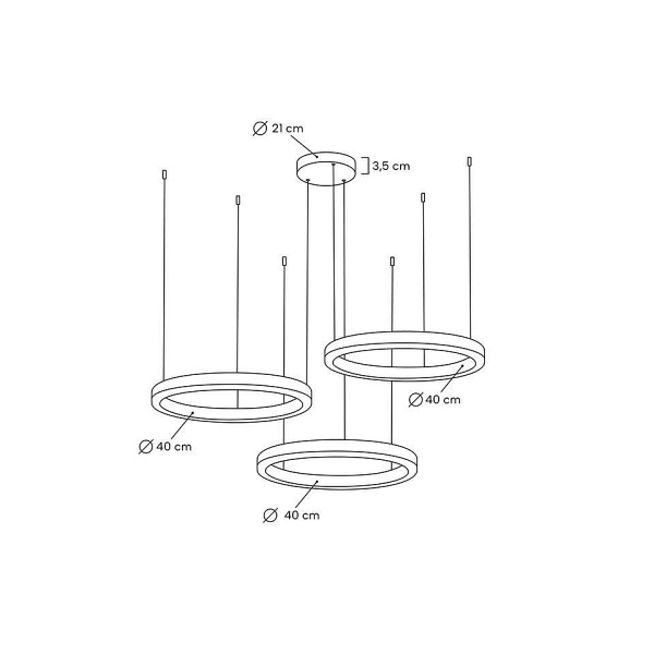 Lampa wisząca RING 40 + 40 + 40 złota na jednej podsufitce - Moosee